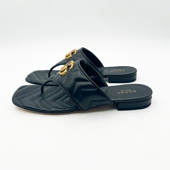 Gucci GG Marmont Matelassé Quilted Chevron Sandals EU 38.5 US 8.5 - Picture 3 of 14